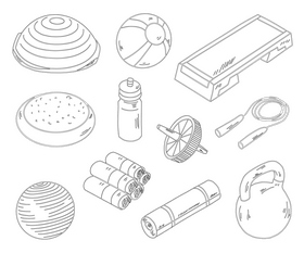 Fitness set black and white vector