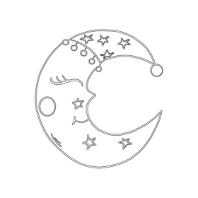 Baby half moon pillow black and white clipart