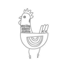 Nursery chicken shaped pillow black and white clipart