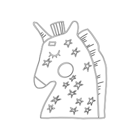 Cartoon animal pillow for kids black and white clipart