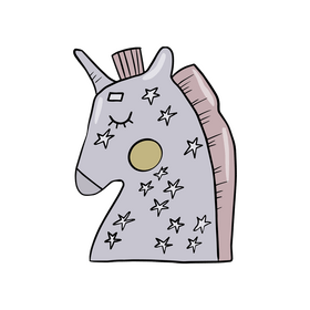 Cartoon animal pillow for kids clipart