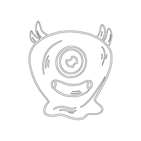 Jelly Monsters character black and white clipart