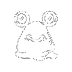 Jelly Monsters character black and white clipart