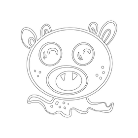 Jelly Monsters drawing black and white clipart