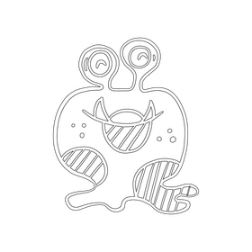 Jelly Monsters drawing black and white clipart