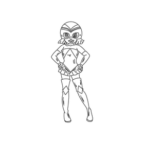 Woman superhero character black and white clipart