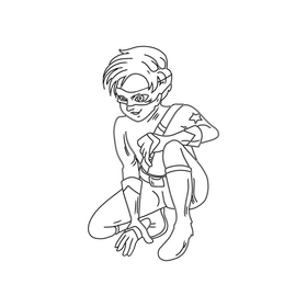 Superhero character drawing black and white clipart