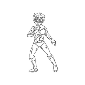 Superhero drawing black and white clipart