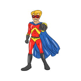 Superhero character drawing clipart