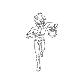 Superhero character drawing black and white clipart