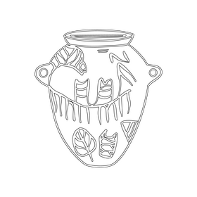 Egyptian Earthenware pot black and white clipart