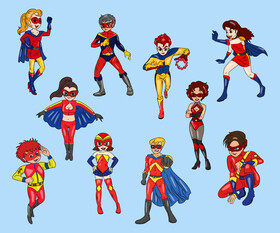 Set of superhero characters vector