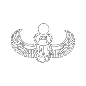 Egyptian scarab beetle black and white clipart