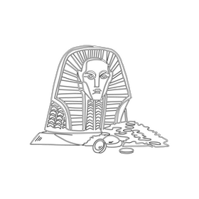 Tutankhamun pharaoh black and white clipart
