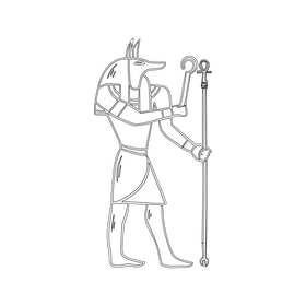 Egyptian Anubis black and white clipart