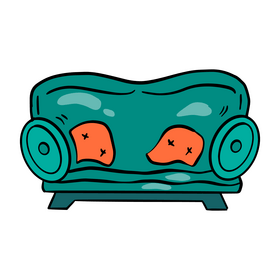 Green sofa cartoon drawing clipart