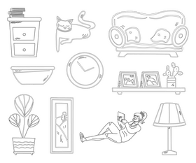 Stay home black and white vector