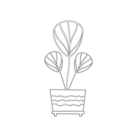 Flower in a pot black and white clipart