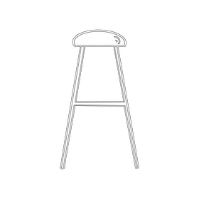 Wooden bar stool black and white clipart