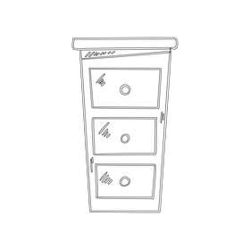 Chest of drawers black and white clipart