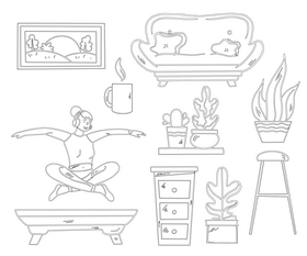 Stay home black and white vector
