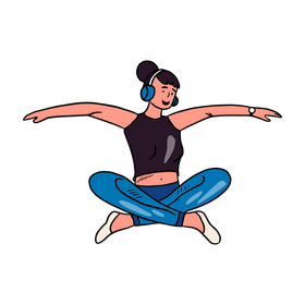 Cartoon girl listening to music clipart