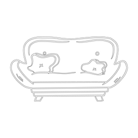 Cartoon sofa black and white clipart