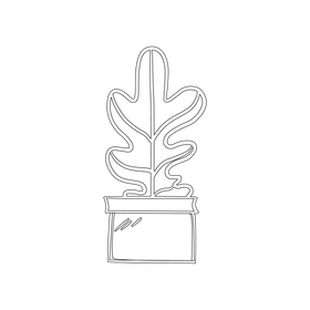 Cartoon flower in a pot black and white clipart