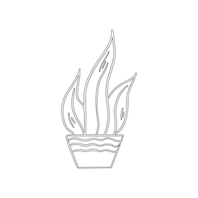 Cartoon flower in a pot black and white clipart