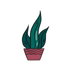 Cartoon flower in a pot clipart
