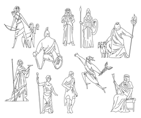 Myth greek gods black and white vector free download