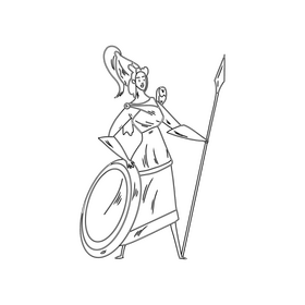 Athena black and white clipart