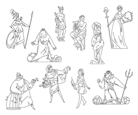 Myth greek gods black and white vector