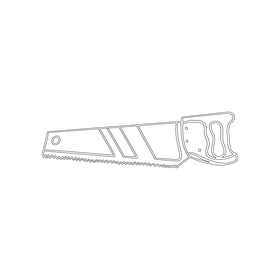 Hand saw black and white clipart