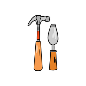 Household tools, hummer, putty knife clipart