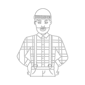 Carpenter cartoon black and white clipart