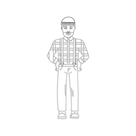 Carpenter cartoon black and white clipart