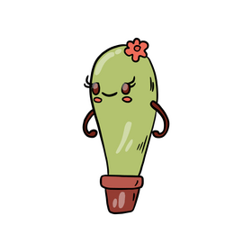 Cute cartoon kawaii cactus clipart
