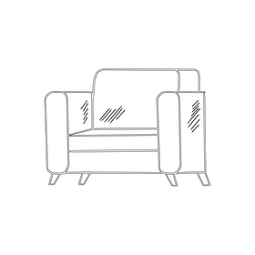 Red soft armchair black and white clipart