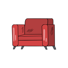 Red soft armchair clipart