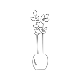 Potted plants, flower in a pot black and white clipart