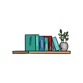 Books on bookshelf clipart