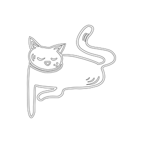 Black cat cartoon black and white clipart
