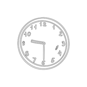 Clock cartoon drawing black and white clipart
