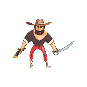 Pirate holding a sword cartoon drawing clipart