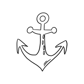 Pirate anchor black and white clipart