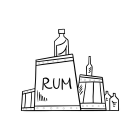 Pirate rum black and white clipart