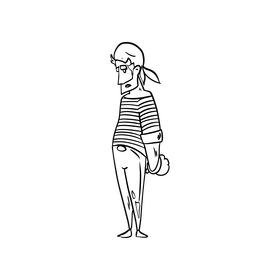 Pirate captive illustration black and white clipart