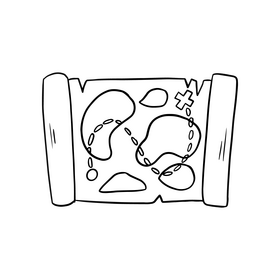 Pirate treasure map black and white clipart