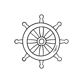 Pirate ship steering wheel black and white clipart
